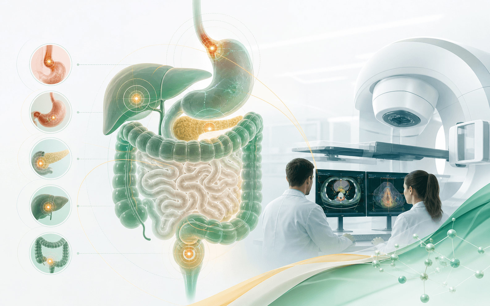 AI generated gastrointestinal cancer radiotherapy planning illustration