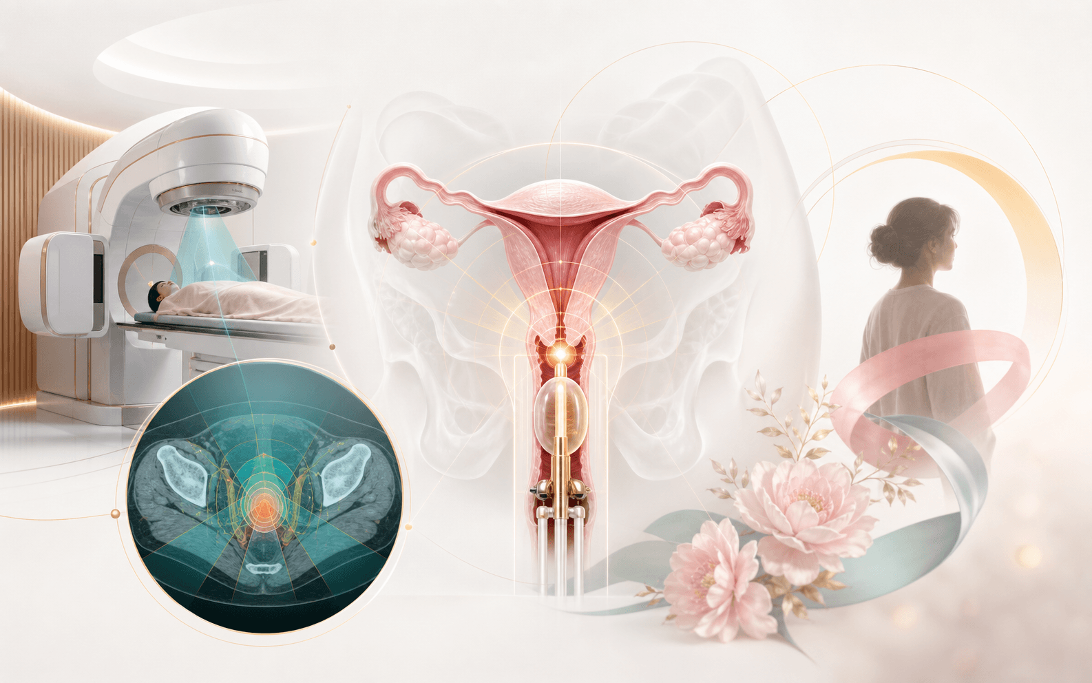 AI generated cervical and gynaecological cancer brachytherapy illustration