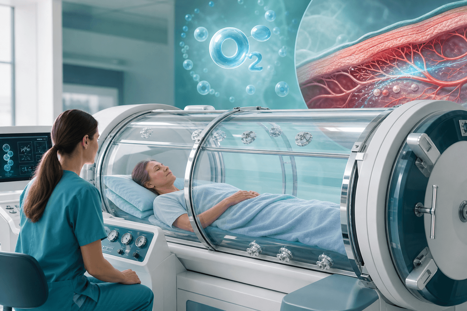 AI generated hyperbaric oxygen therapy support illustration