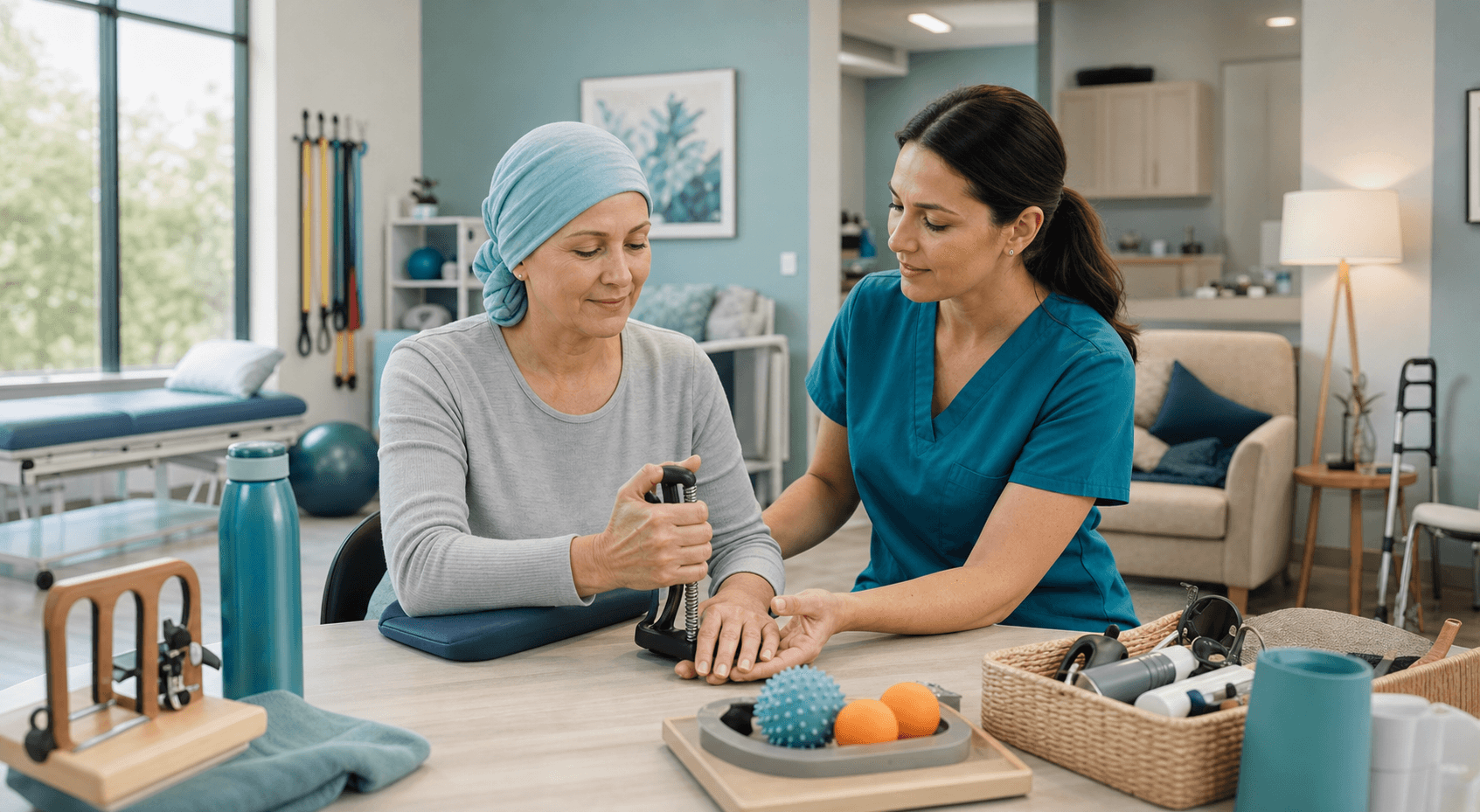 AI generated occupational therapy for cancer survivors illustration