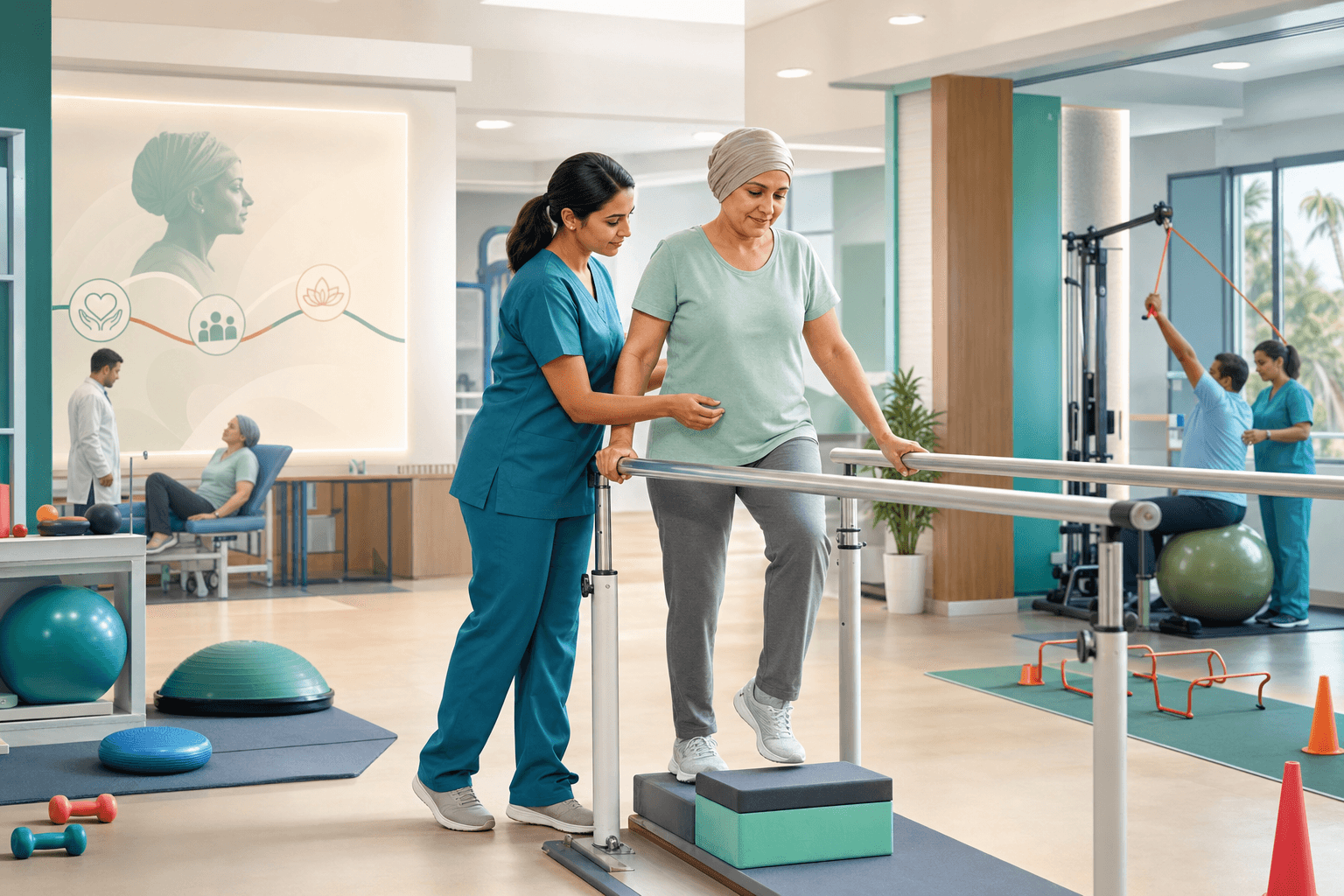 AI generated cancer rehabilitation therapy illustration